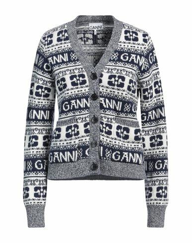 Ganni Woman Cardigan Blue Wool, Recycled wool, Recycled polyamide Cover