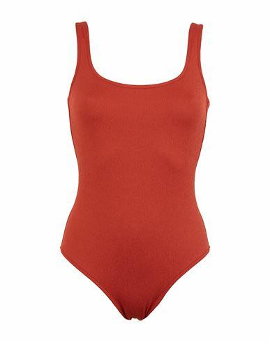 8 By Yoox Textured Recycled Poly One-piece Swimsuit Woman One-piece swimsuit Brick red Recycled polyester, Elastane Cover