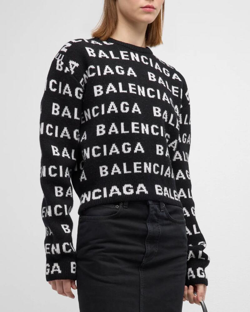 Balenciaga Bal Horizontal Allover Cropped Sweater Cover