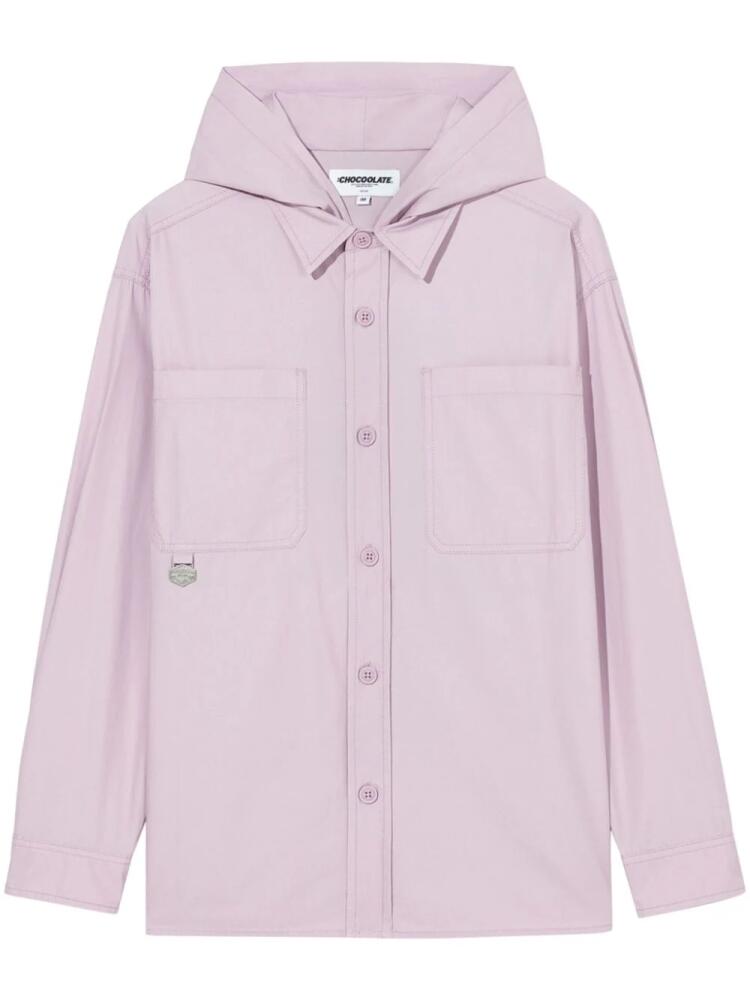 CHOCOOLATE embroidered hooded shirt jacket - Pink Cover