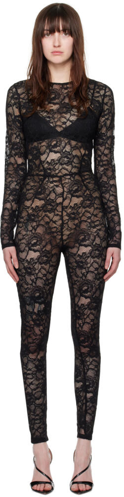 Fleur du Mal Black Floral Catsuit Cover