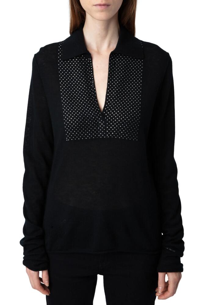 Zadig & Voltaire Sally Diamanté V-Neck Cashmere Sweater in Noir Cover