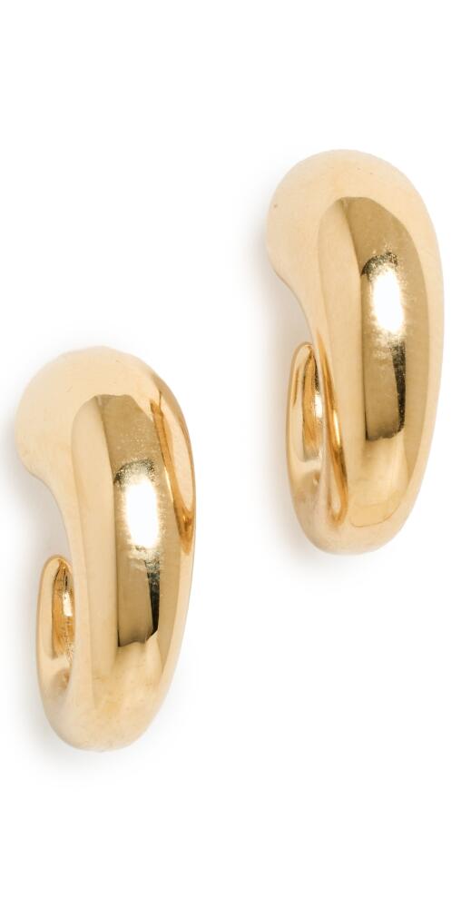 By Adina Eden Solid Bubble Elongated Hoop Earrings Gold Cover