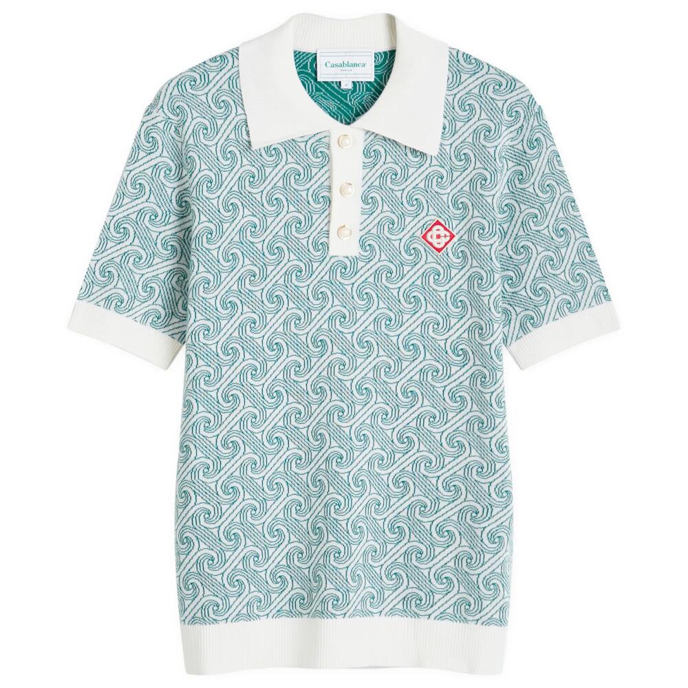 Casablanca Men's Jacquard Monogram Polo in Column Monogram Cover