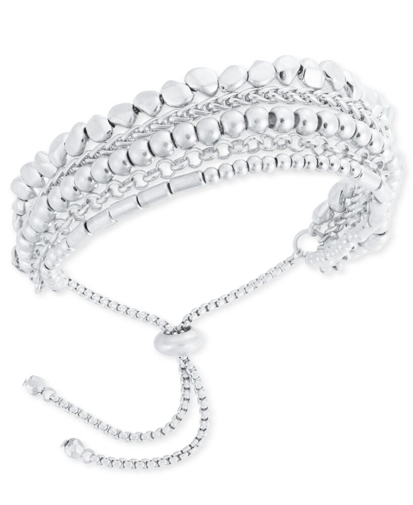 Style & Co Mixed Bead Statement Slider Bracelet, Created for Macy's - Silver Cover