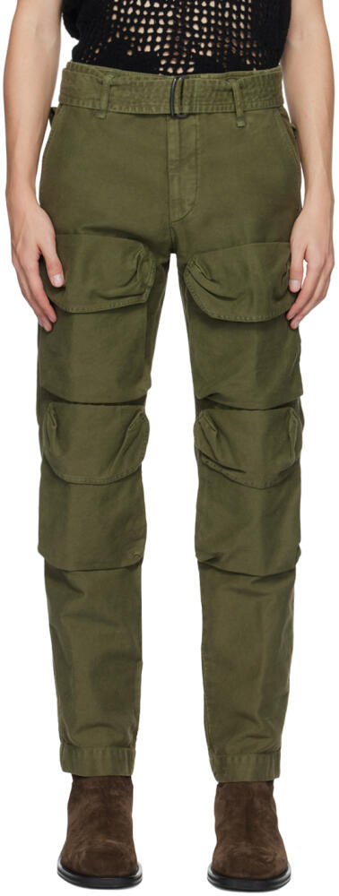 Dries Van Noten Khaki Garment-Dyed Cargo Pants Cover