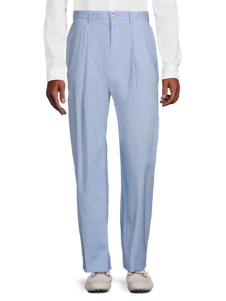 BOSS Men's Modern Fit Pleated Dress Pants - Blue Cover