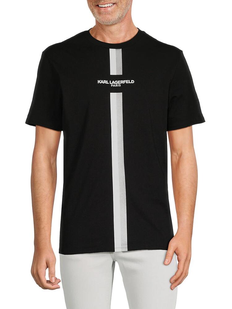 Karl Lagerfeld Paris Men's Racing Stripe Logo Tee - Black Cover