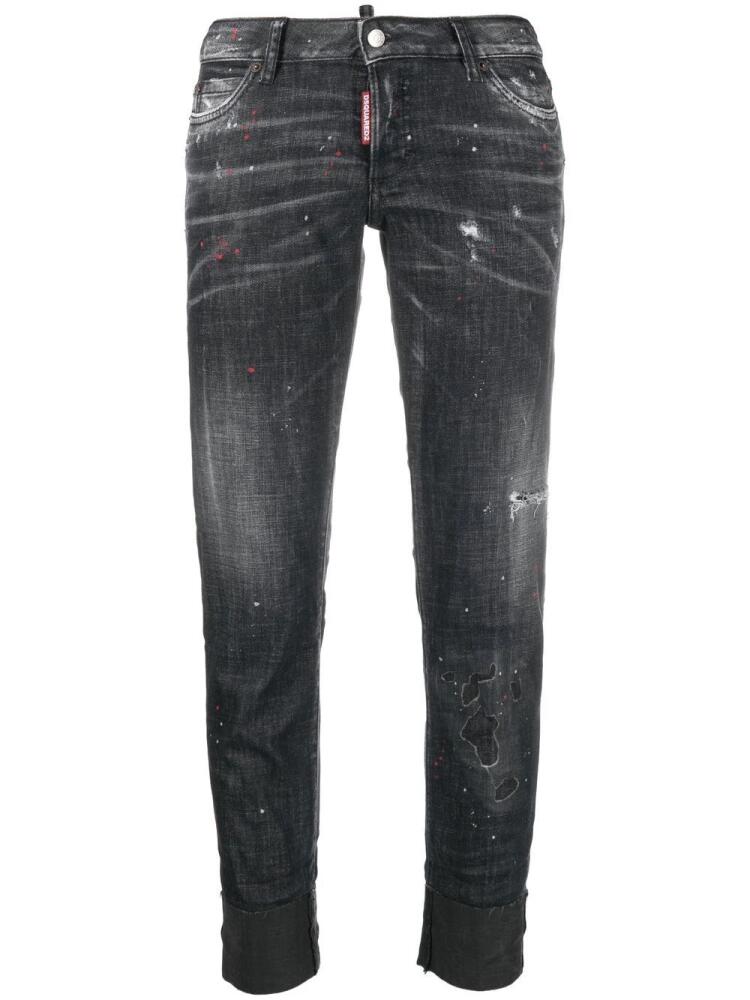 DSQUARED2 splatter-detailed cropped jeans - Black Cover