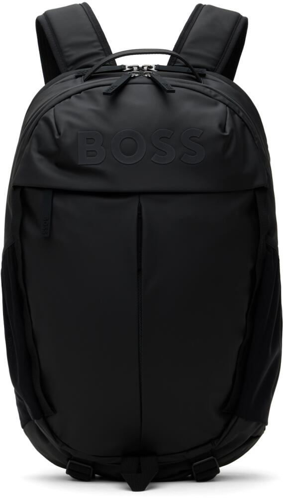 BOSS Black Faux-Leather Logo Detail Backpack Cover