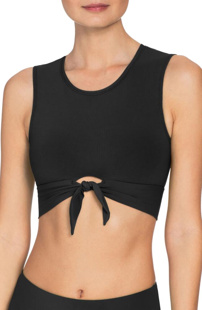 Robin Piccone Ava Longline Knot Front Bikini Top in Black Cover