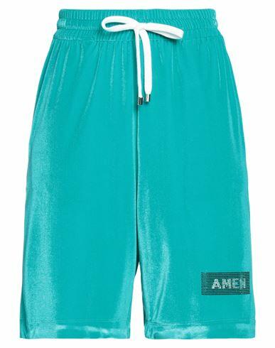 Amen Woman Shorts & Bermuda Shorts Green Polyamide, Elastane, Glass, Polyester Cover