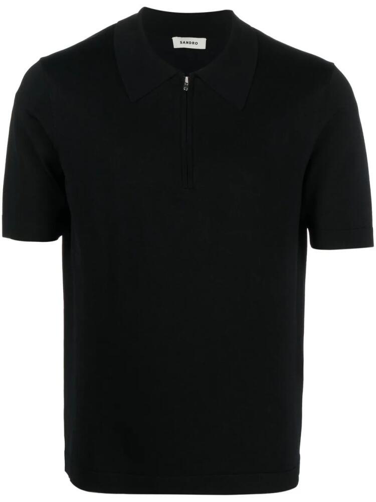 SANDRO half-zip fastening polo shirt - Black Cover