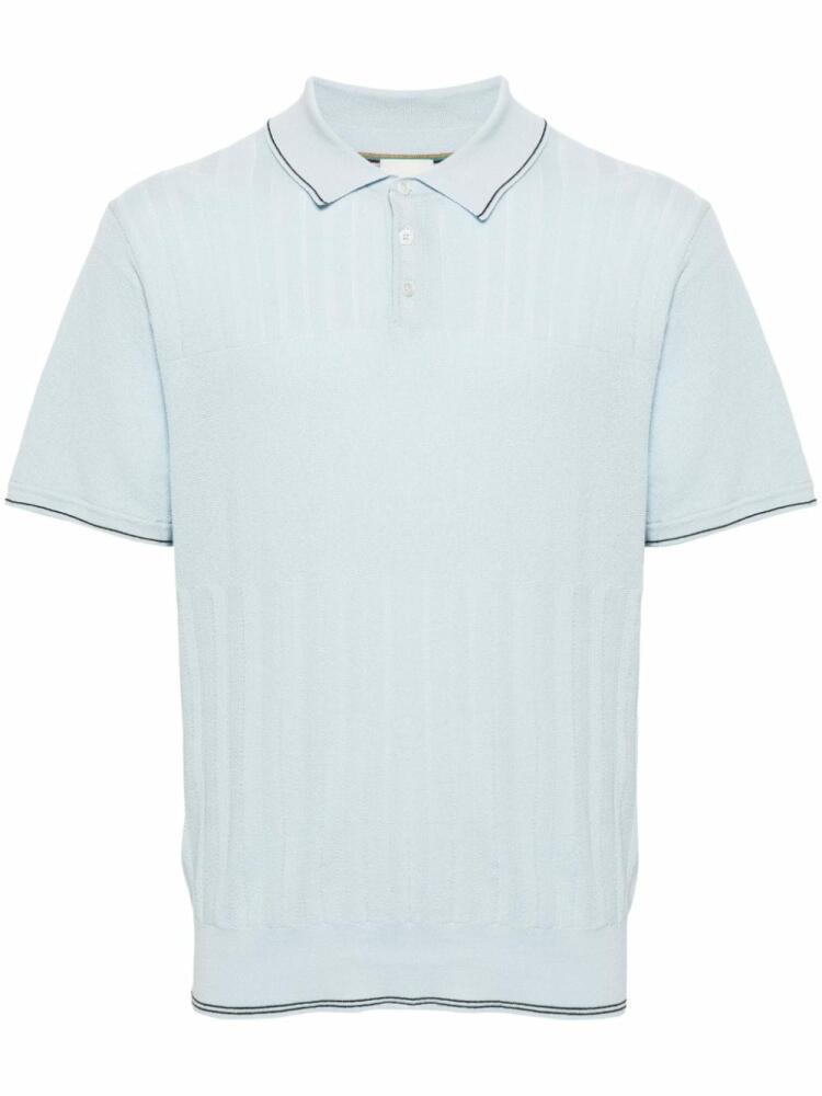 Paul Smith panelled fine-knit polo shirt - Blue Cover