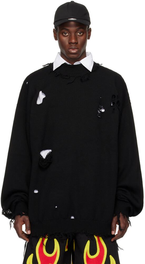 VETEMENTS Black Distressed Sweater Cover