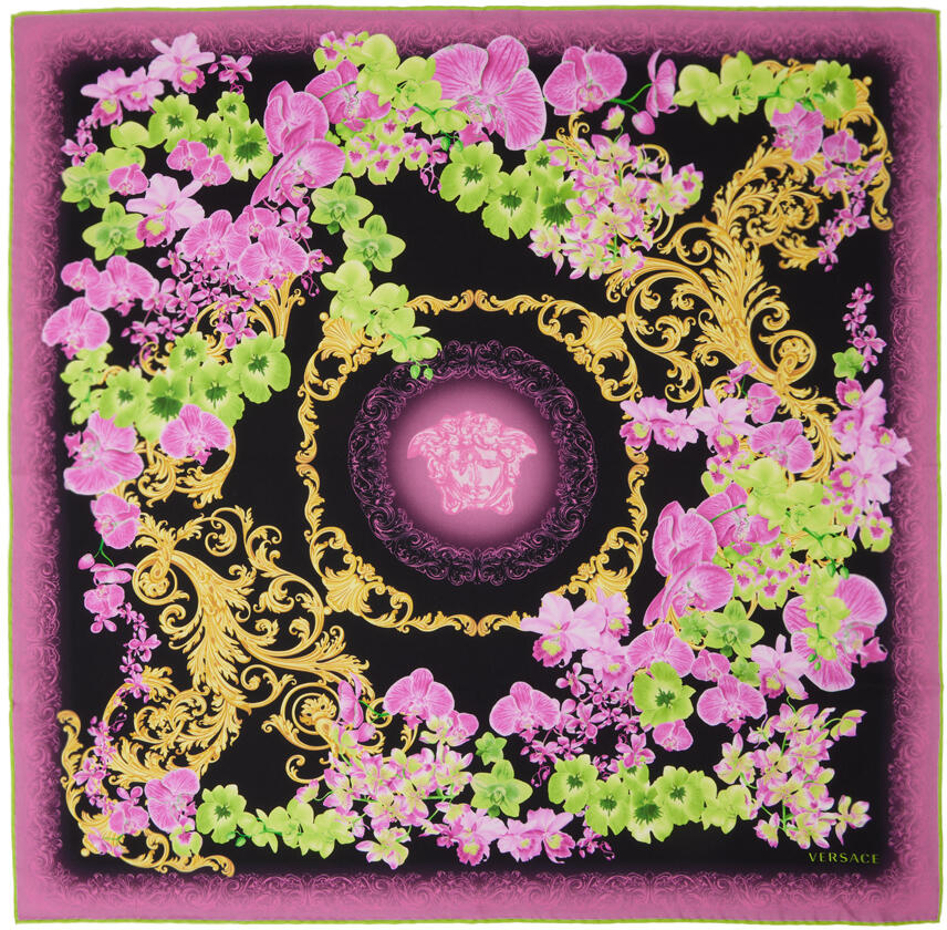 Versace Black Medusa Orchid Scarf Cover