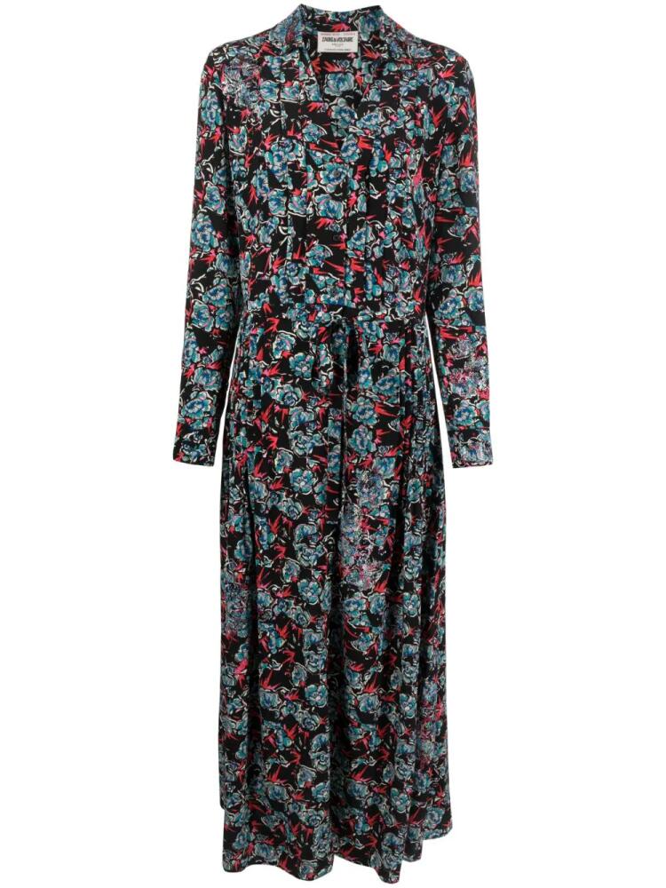 Zadig&Voltaire Reward floral-print silk shirtdress - Black Cover