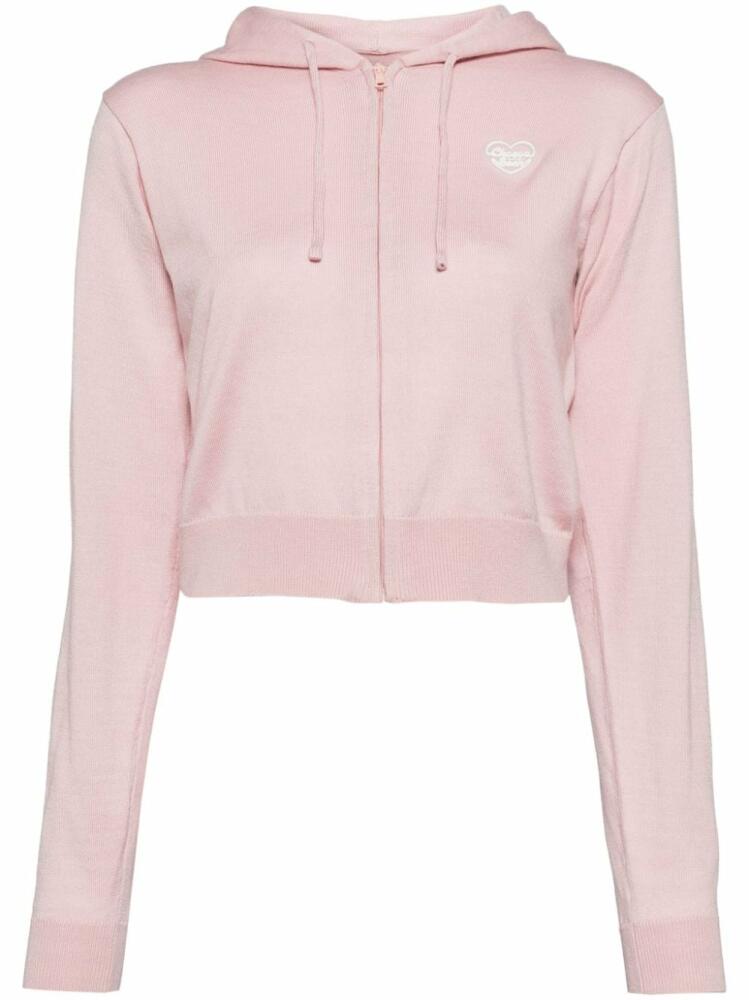 CHOCOOLATE logo-embroidered cropped hoodie - Pink Cover