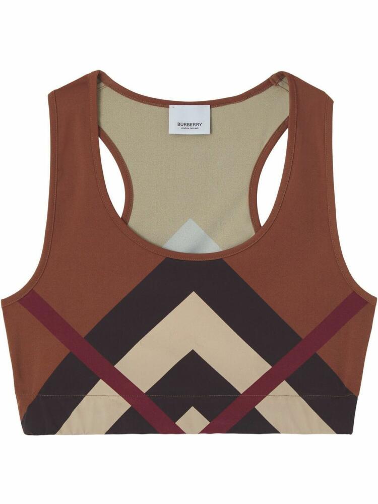 Burberry Chevron Check-print cropped vest top - Brown Cover