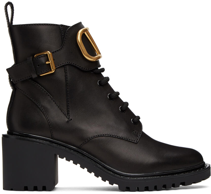 Valentino Garavani Leather VLogo Combat Boots Cover