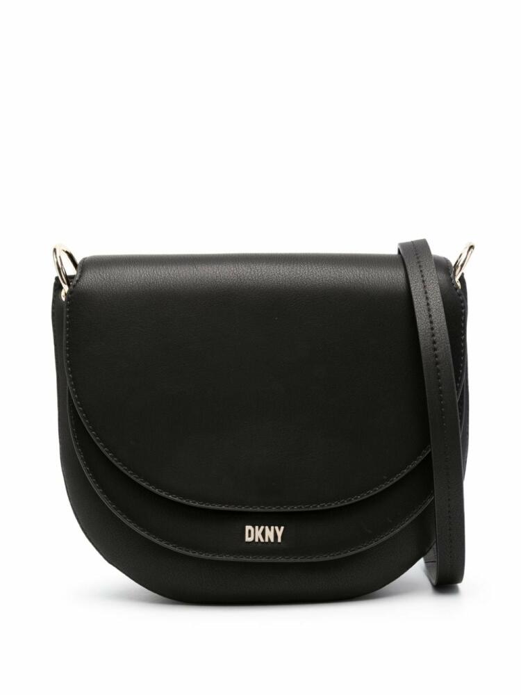 DKNY logo-lettering leather crossbody bag - Black Cover