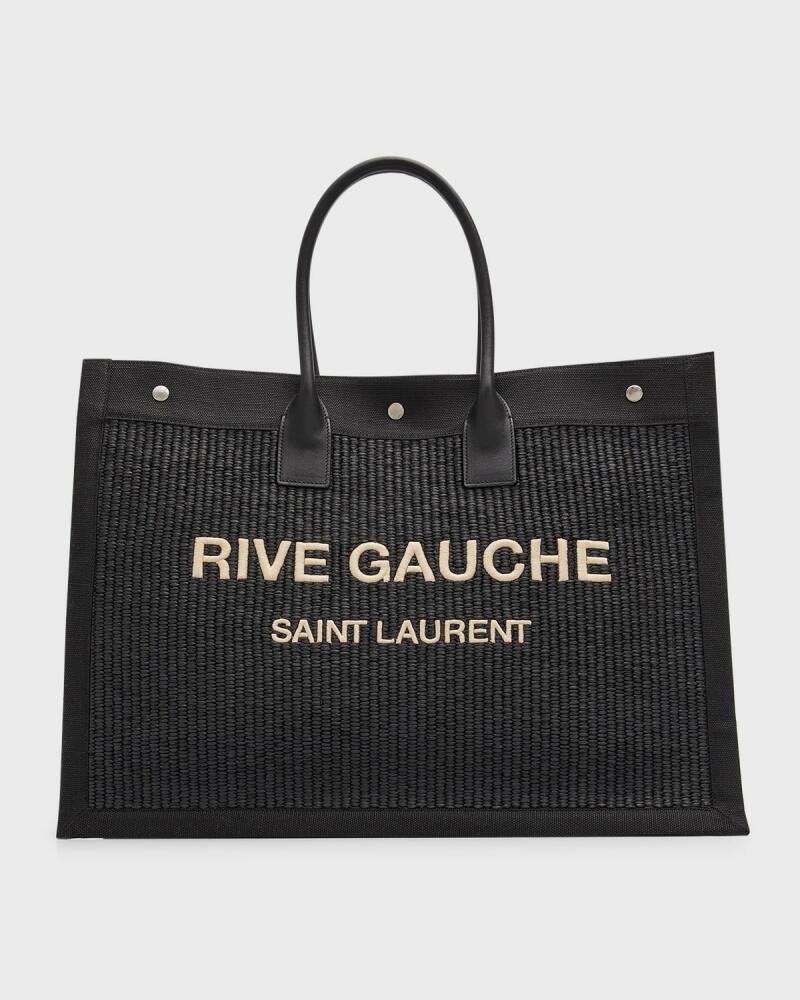 Saint Laurent Men's Rive Gauche Raffia Canvas Tote Bag Cover