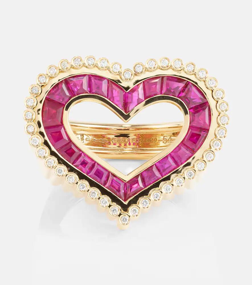 Marie Lichtenberg Love 18kt gold ring with diamonds and rubies Cover