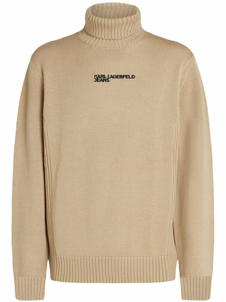 Karl Lagerfeld Jeans logo-embroidered turtleneck sweater - Neutrals Cover