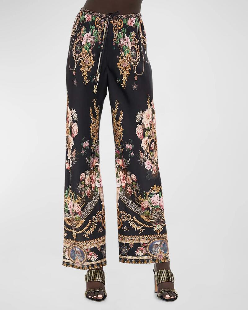 Camilla Bias-Cut Silk Wide-Leg Drawstring Pants Cover