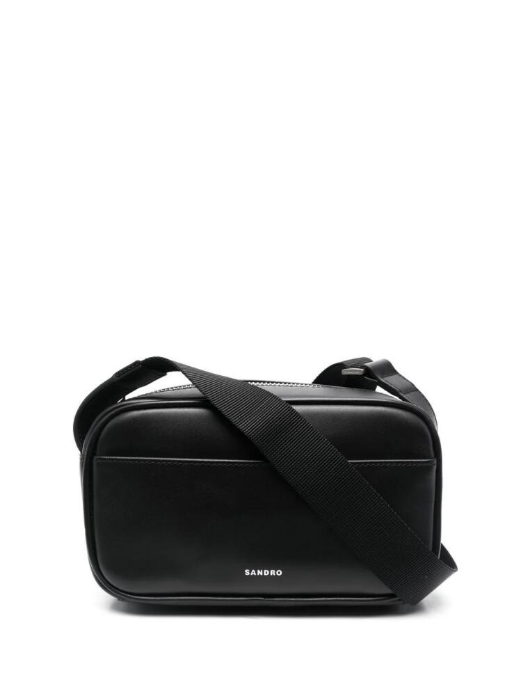 SANDRO logo-print detail messenger bag - Black Cover