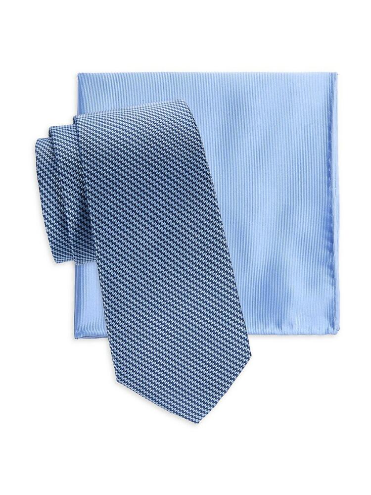 Saks Fifth Avenue Men's 2-Piece Silk Tie & Pocket Square Set - Blue Cover