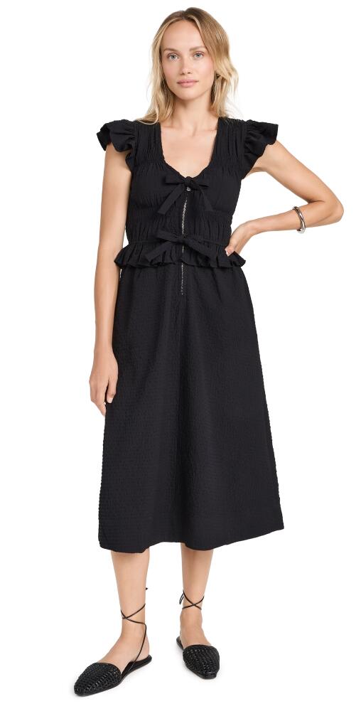 Sea Regina Seersucker Flutter Sleeve Dress Black Cover