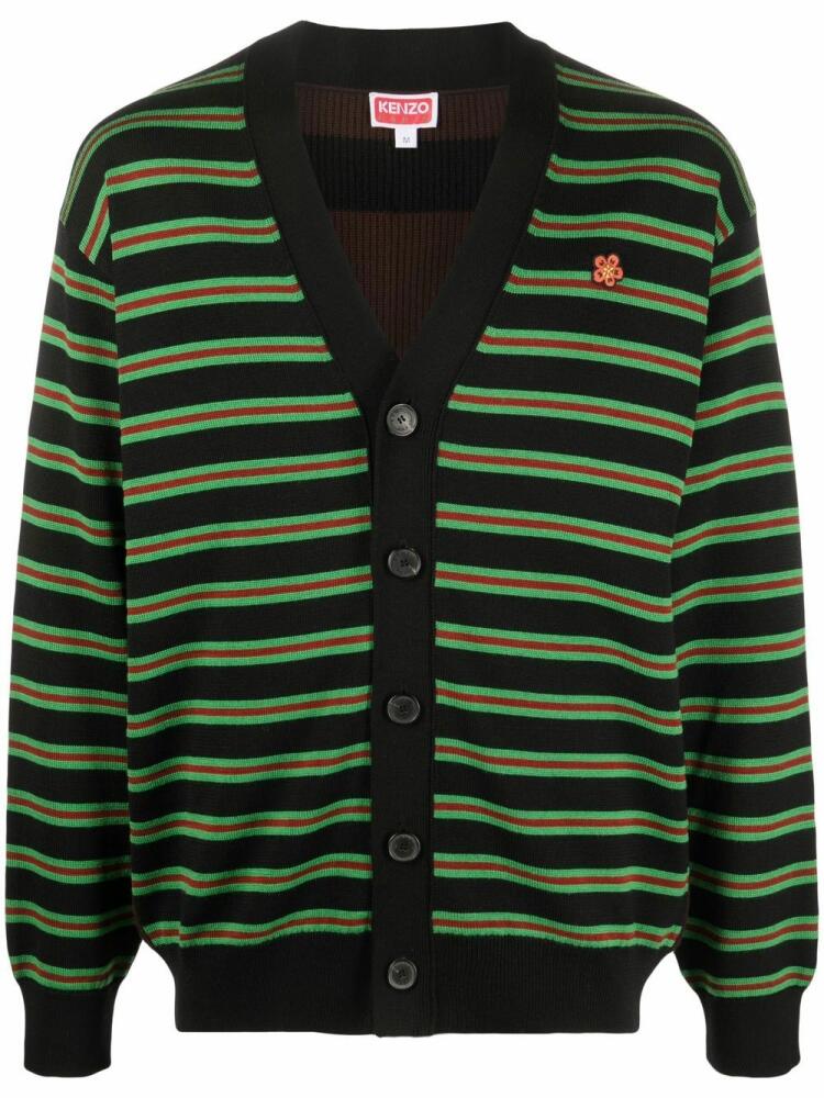 Kenzo flower-embroidered striped cardigan - Black Cover