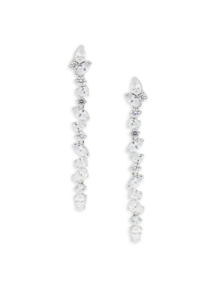 Adriana Orsini Women's Tezoro Rhodium Plated & Cubic Zirconia Drop Earrings Cover