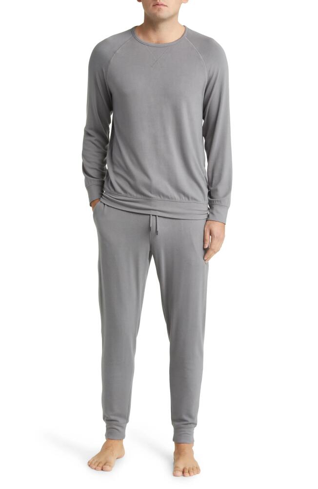 Daniel Buchler Long Sleeve Stretch Viscose Pajama T-Shirt in Grey Cover