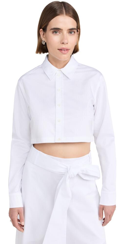 Tibi Eco Poplin Cropped Shirt White Cover