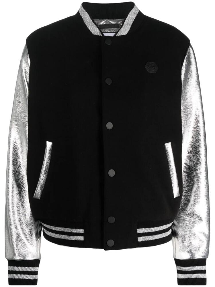 Philipp Plein contrast-sleeve bomber jacket - Black Cover