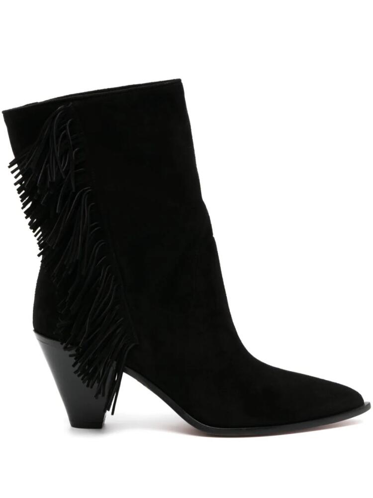 Aquazzura 75mm fringe-detail ankle boots - Black Cover