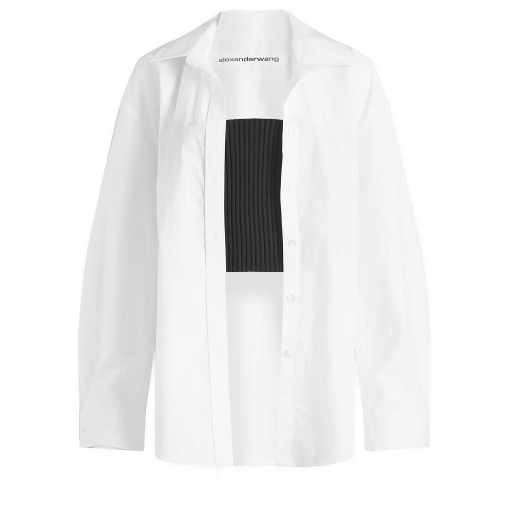 Alexander Wang Women's Oversized Crop Top Shirt in White Cover