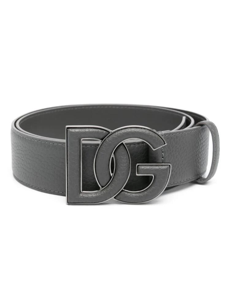 Dolce & Gabbana logo-buckle leather belt - Grey Cover