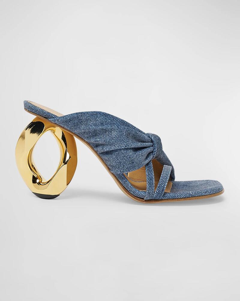 JW Anderson Knotted Denim Chain-Heel Slide Sandals Cover