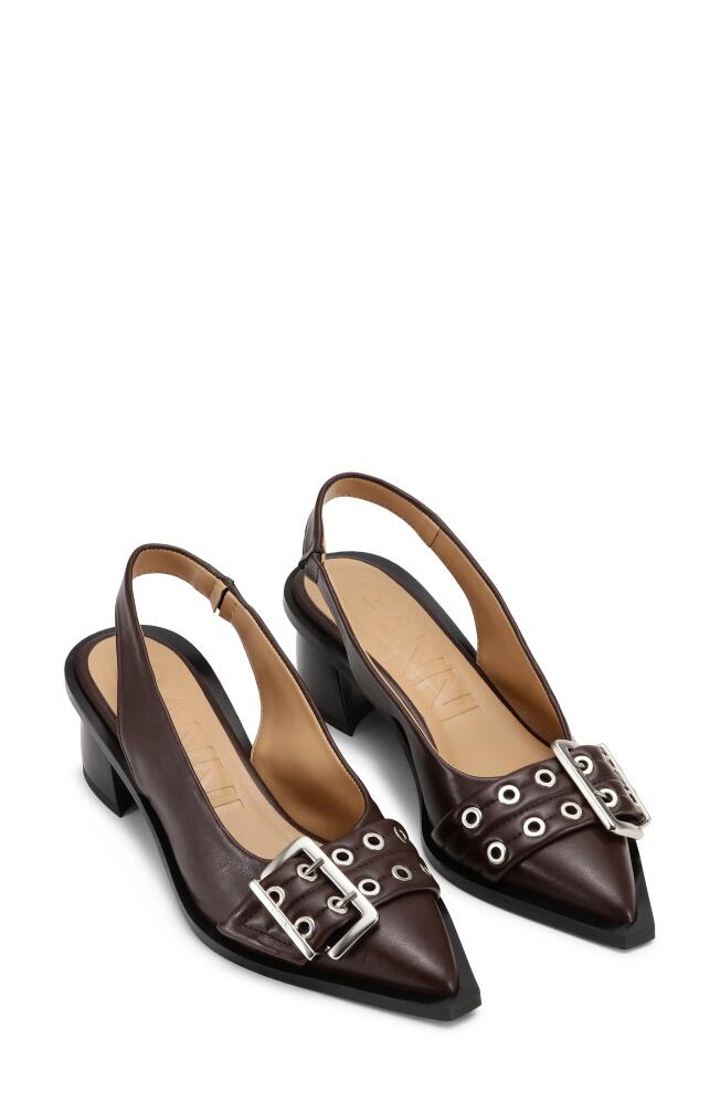 Ganni Buckle Slingback Pump in Chocolate Fondant Cover