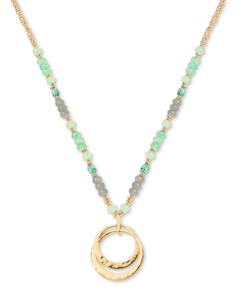 Style & Co Gold-Tone Green Beaded Circular Pendant 36" Long Necklace, Created for Macy's - Green Cover