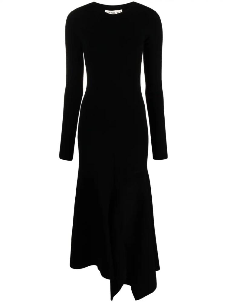 Y/Project side-slit long-sleeve midi dress - Black Cover