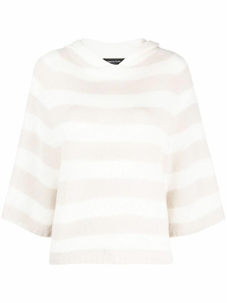 Fabiana Filippi striped cashmere hooded top - White Cover