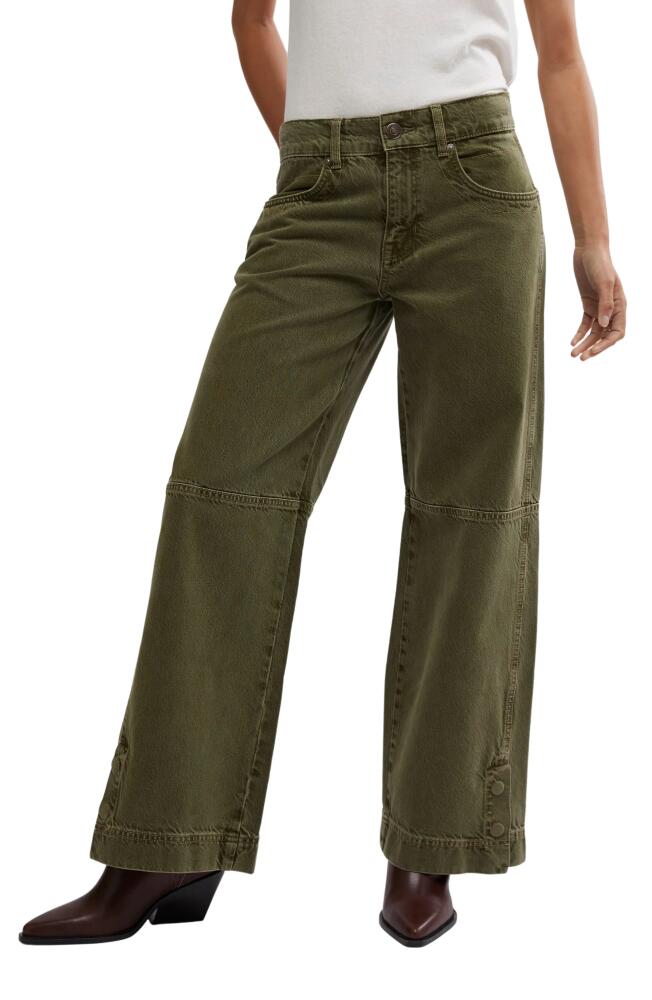 Free People Benji Relaxed Wide Leg Jeans in Army Cover