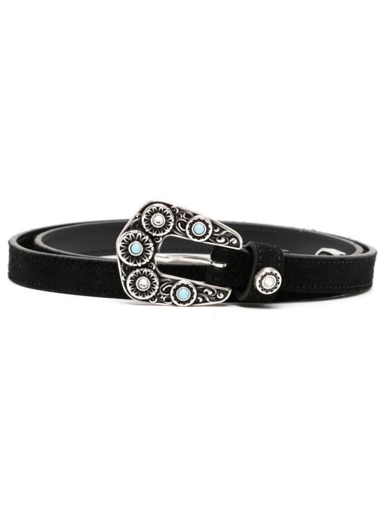 Alessandra Rich D-ring suede belt - Black Cover