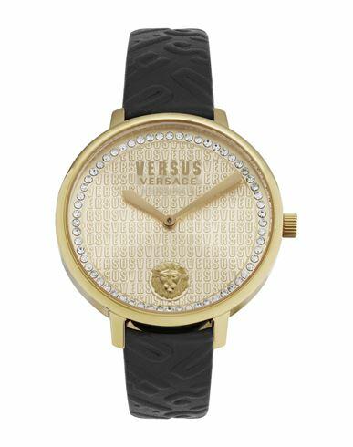 Versus Versace La Villette Crystal Leather Watch Woman Wrist watch Gold Stainless Steel Cover