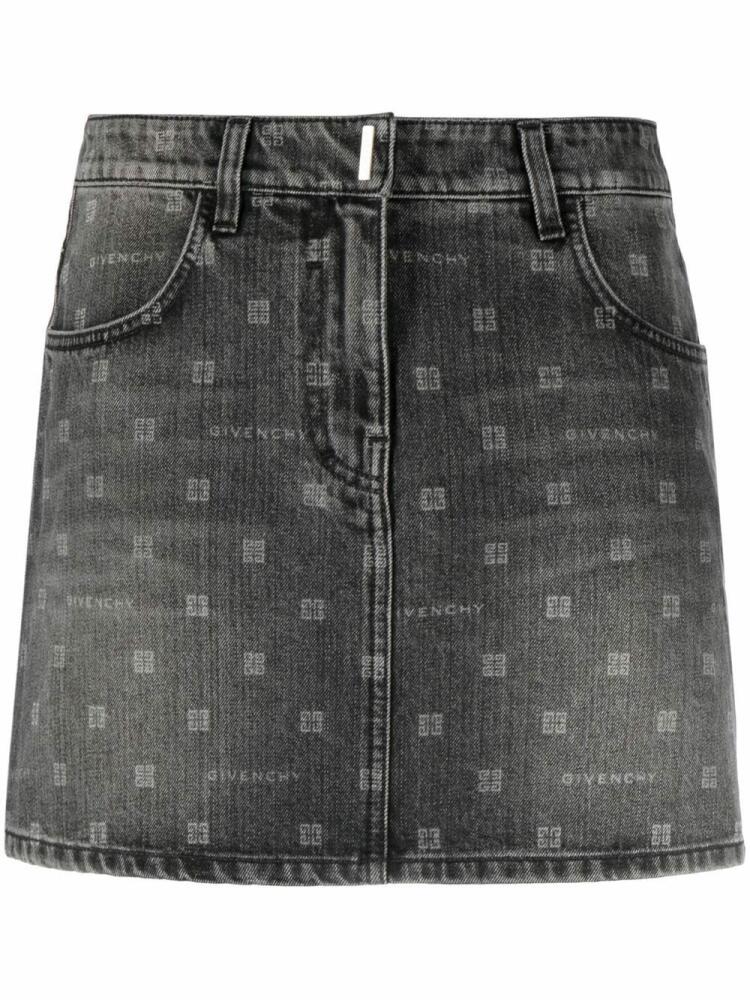 Givenchy monogram-pattern denim skirt - Black Cover