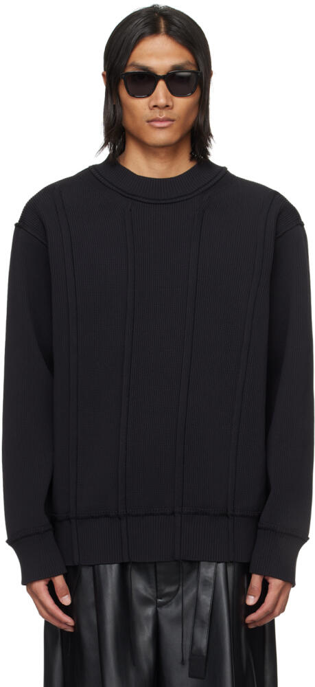 sacai Black Loose Thread Sweater Cover